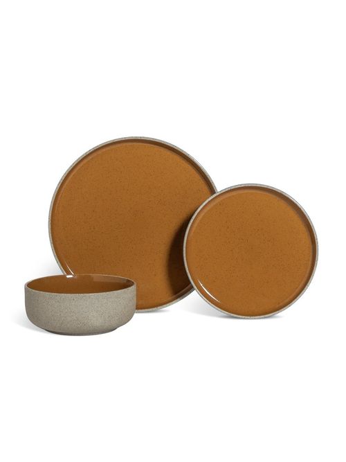 Habitat Raw Edge Speckle 12 Piece Stoneware Dinner Set-Camel