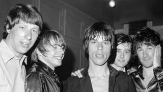 The Yardbirds in 1966 (L-R): guitarist/bassist Chris Dreja, singer Keith Relf, guitarist Jeff Beck, guitarist/bassist Jimmy Page, and drummer Jim McCarty.