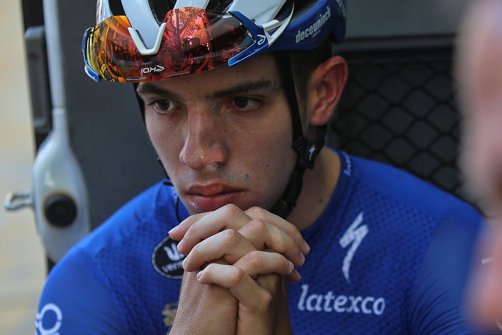 Alvaro Hodeg (Deceuninck-QuickStep) waits for the start of stage 2 in San Juan