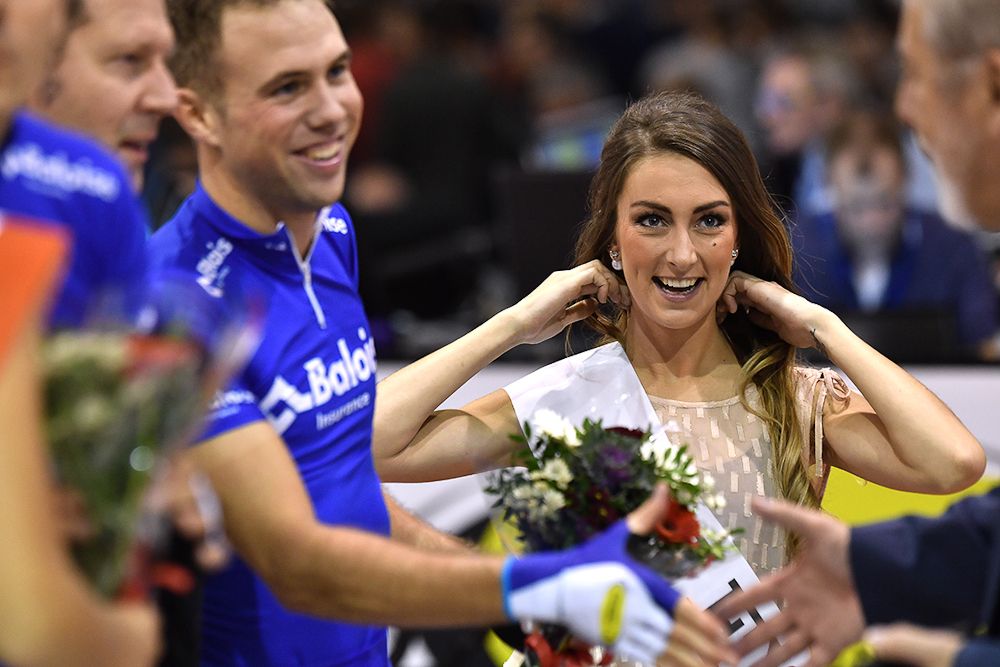 Moreno De Pauw on the Gent Six Day podium