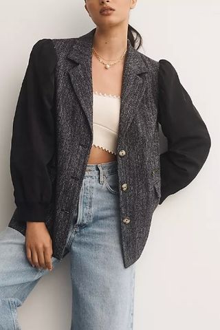 Maeve Mixed Media Relaxed Jacket