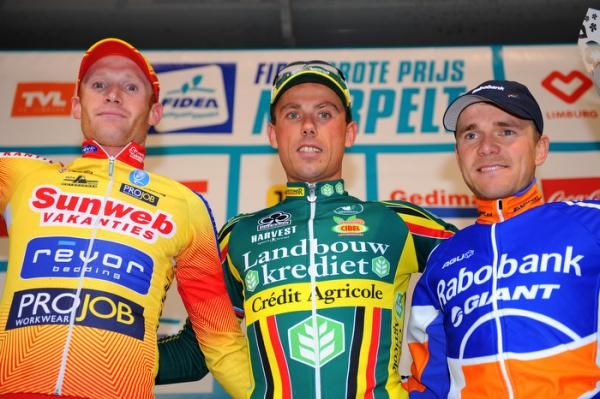 Men's podium (l-r): Klaas Vantornout (Sunweb - Revor), Sven Nys (Landbouwkrediet) and Bart Aernouts (Rabobank - Giant Offroad Team)