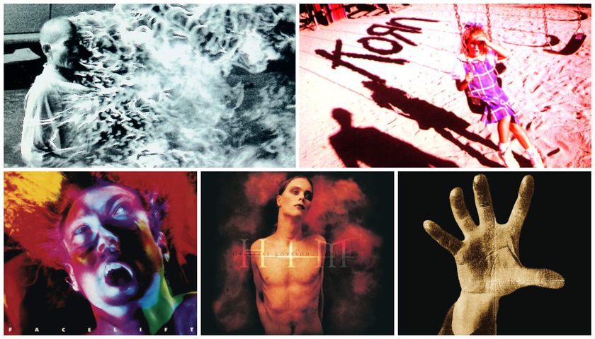 A montage of 1990s metal debut album covers