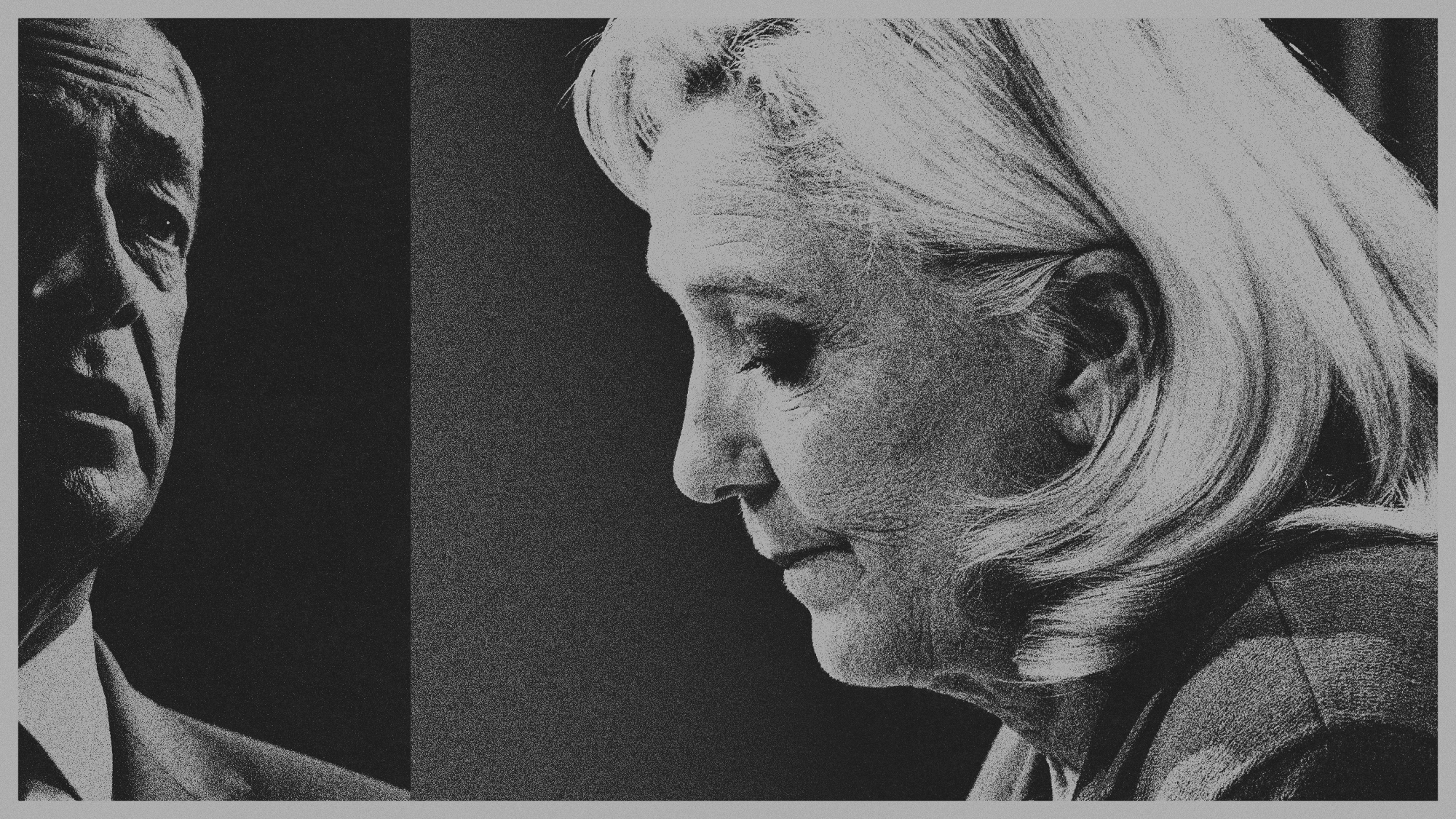 Photo composite illustration of Nigel Farage and Marine Le Pen