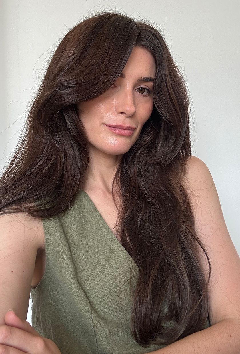 Eleanor's hair after styling and drying with Amika hot brush