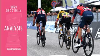 Primoz Roglic is sandwiched by the Ineos duo of Tao Geoghegan Hart and Geraint Thomas on stage 8 of the Giro d'Italia