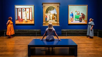 Two masterpieces (My Parents (1977 - R) and Looking at Pictures on a Screen (1977 - L)) by David Hockney that feature reproductions of Piero della Francesca&#039;s The Baptism of Christ