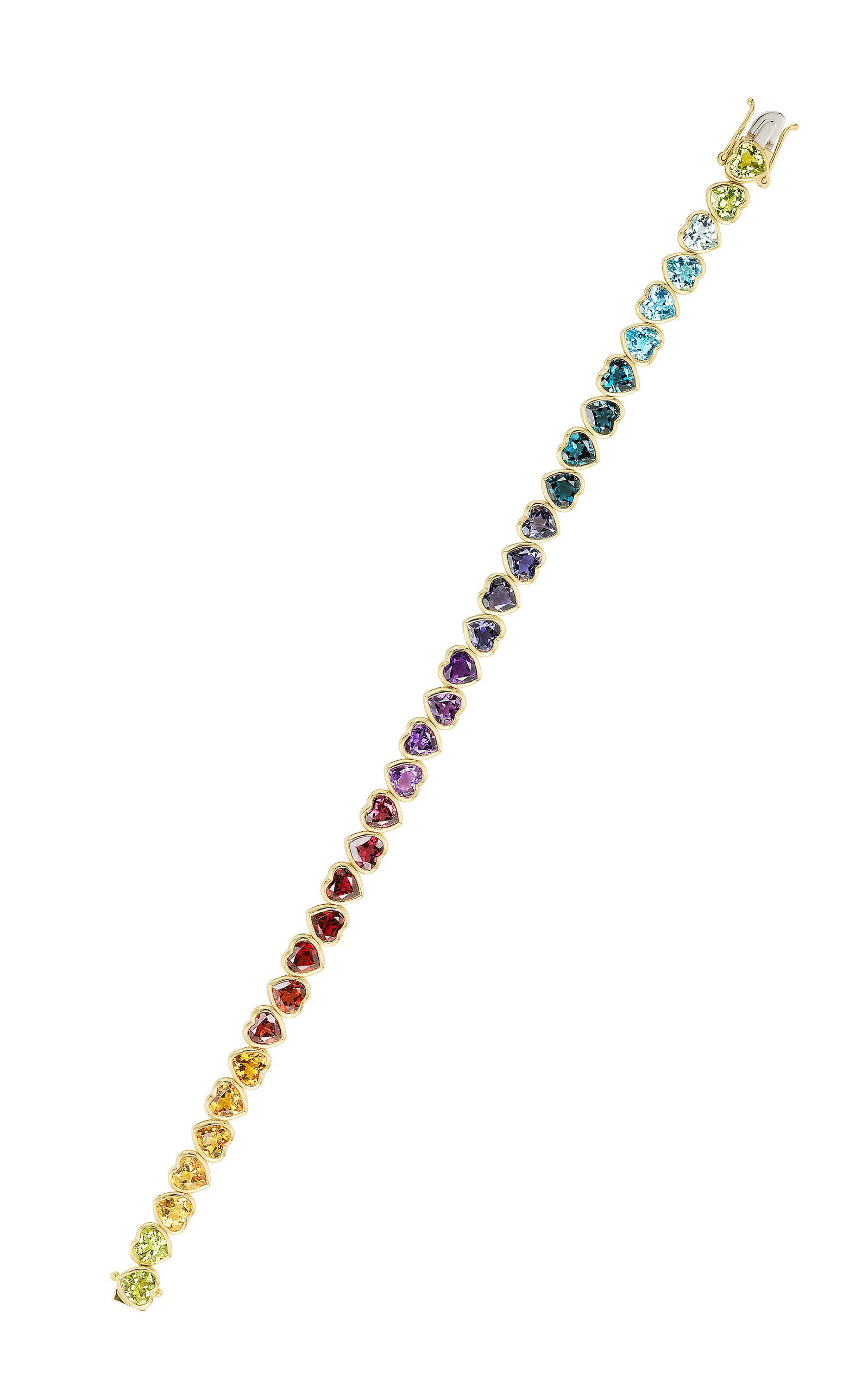 I Heart Rainbow 18k Yellow Gold Multi-Stone Bracelet