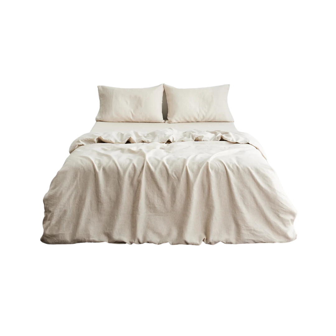 oat beige linen bedding set