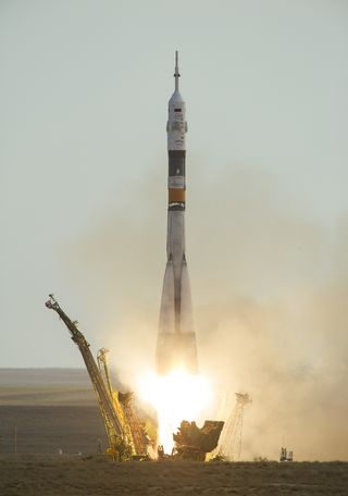 A Soyuz rocket launches into orbit carrying three new members of the International Space Station's Expedition 32 crew on July 15, 2012 local time from Baikonur Cosmodrome, Kazakhstan.