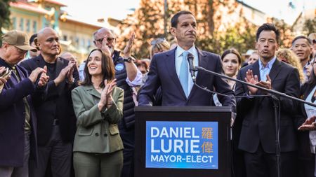 San Francisco Mayor-elect Daniel Lurie speaks after his election victory on Nov. 8, 2024. 