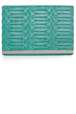 Turquoise Straw Foldover Clutch, £6
