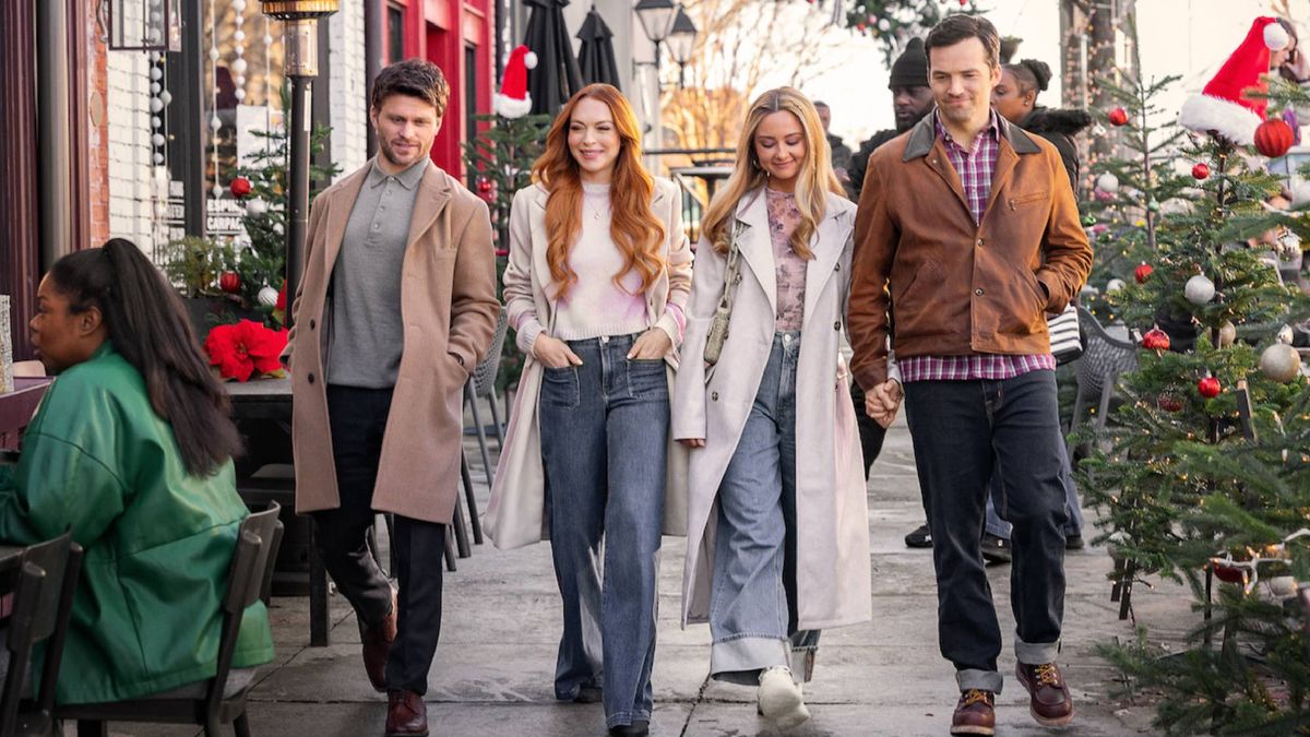 The cast of Netflix&#039;s &quot;Out Little Secret&quot; walking down the street