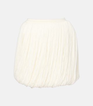 Fringed Wool Miniskirt