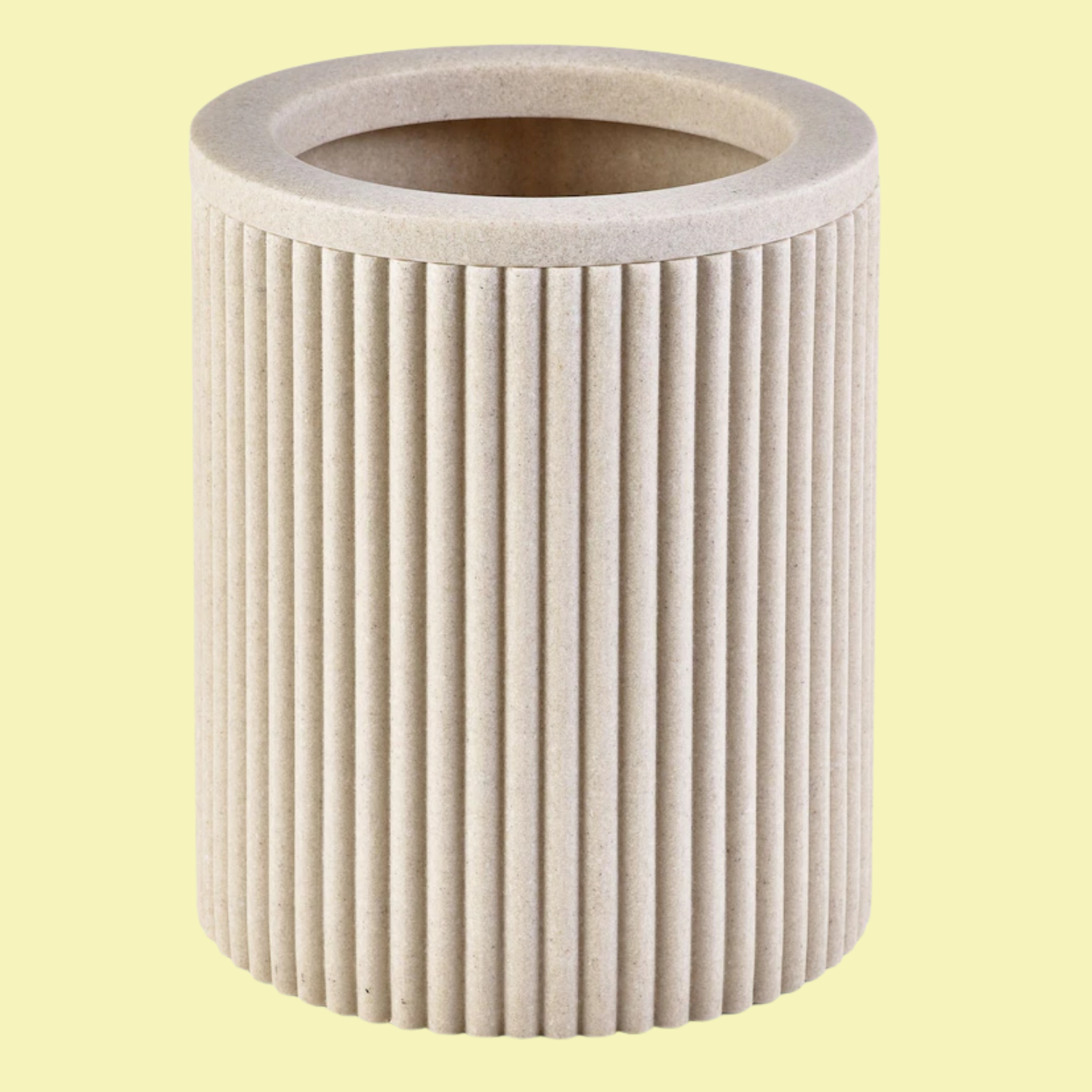 A ribbed beige bin