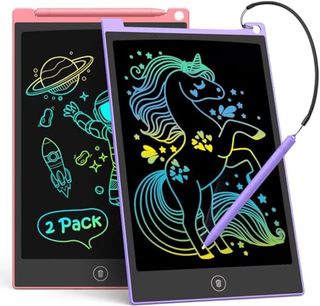 Tecjoe 2 Pack Lcd Writing Tablet, 10 Inch Colorful Doodle Board for Kids, Electronic Drawing Tablet Drawing Pads,kids Travel Games Activity for Learning,gifts for 3–6-Year-Old(pink and Violet)