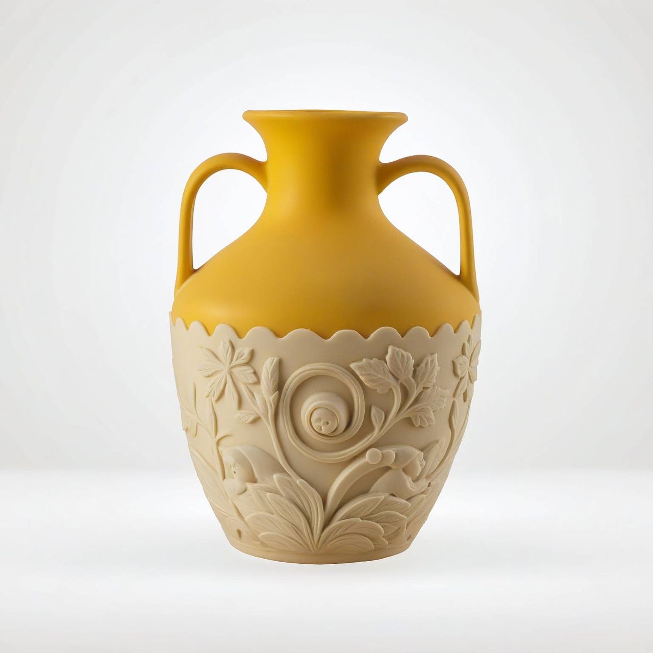 brightly coloured AI-generated stoneware design