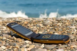 Mobile phone on beach