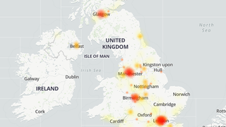 Screenshot of Downdetector Virgin Media outage map