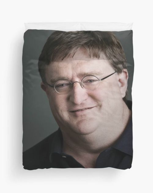 Gabe Newell Steam God duvet cover