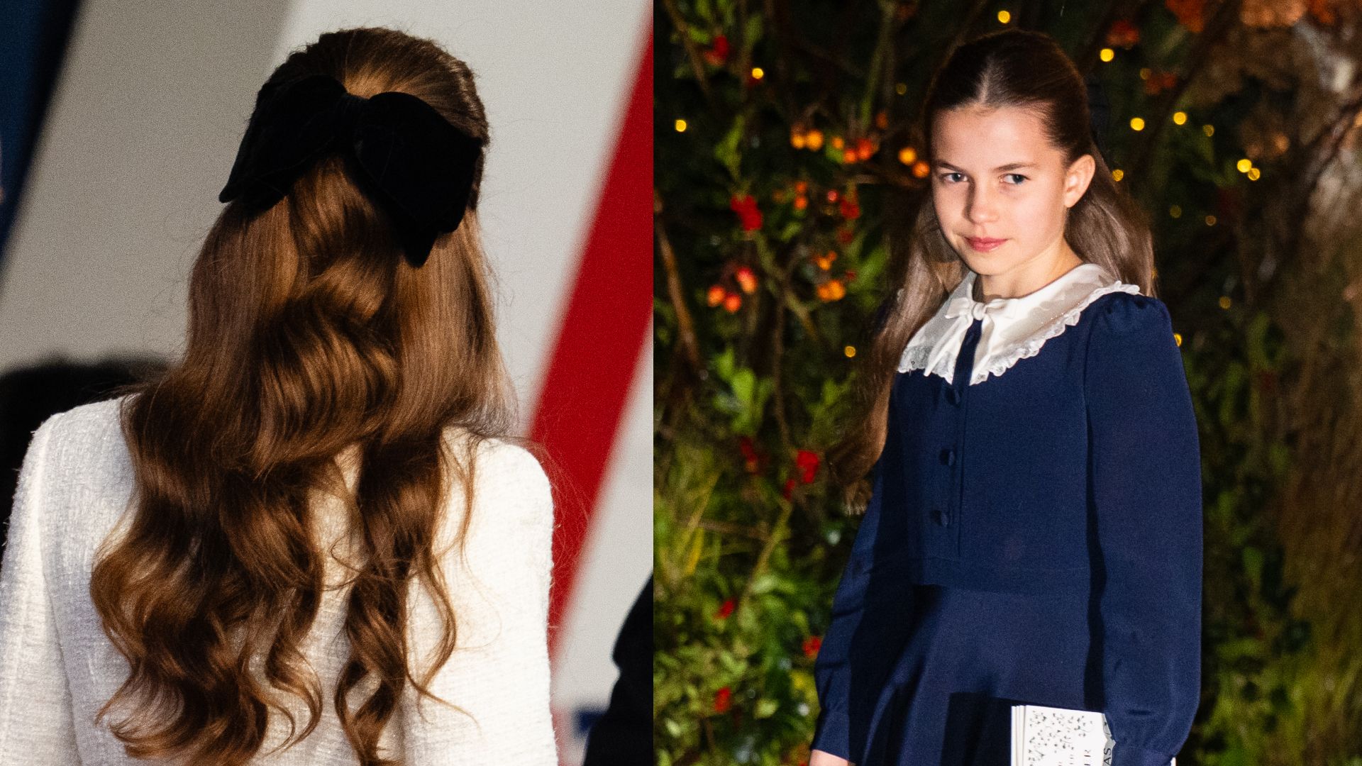 Princess Kate and Princess Charlotte Twin in Coordinating Bow-Trimmed Hairstyles for Royal Christmas Lunch | Marie Claire