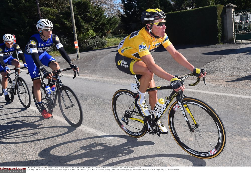 Thomas Voeckler in yellow during stage 2 of Tour la Provence