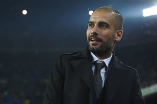 Pep Guardiola ahead of a game between Barcelona and Sevilla at Camp Nou in January 2010.