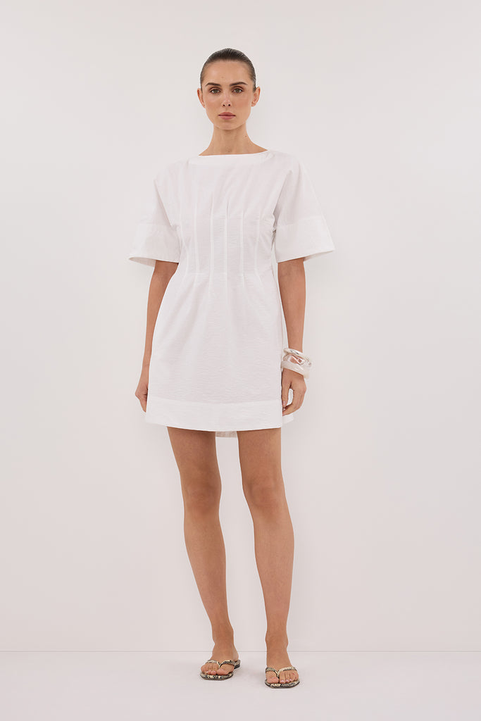 Daphne White Sleeved Mini Dress