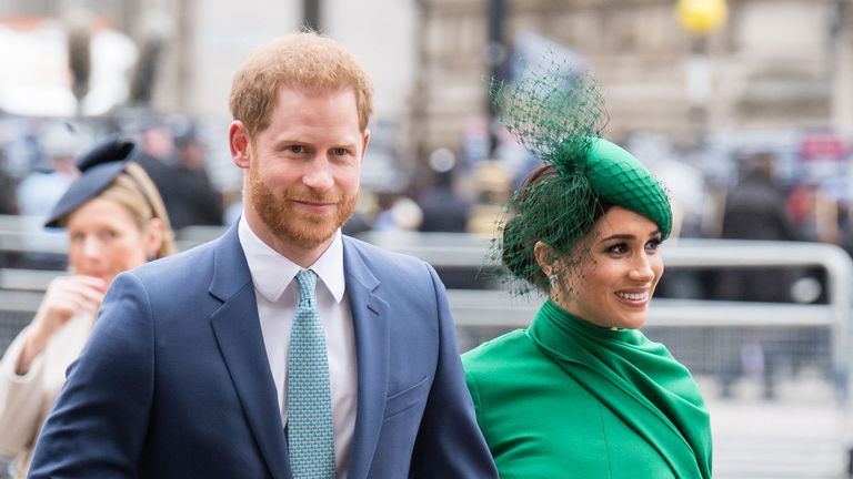 london, england march 09 prince harry, duhcess of sussex and meghan, duchess of sussex attends the commonwealth day service 2020 on march 09, 2020 in london, england photo by samir husseinwireimage