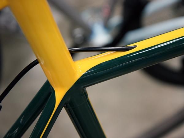 The rear brake cable on this Engin Cycles road bike is neatly fed through the top tube.