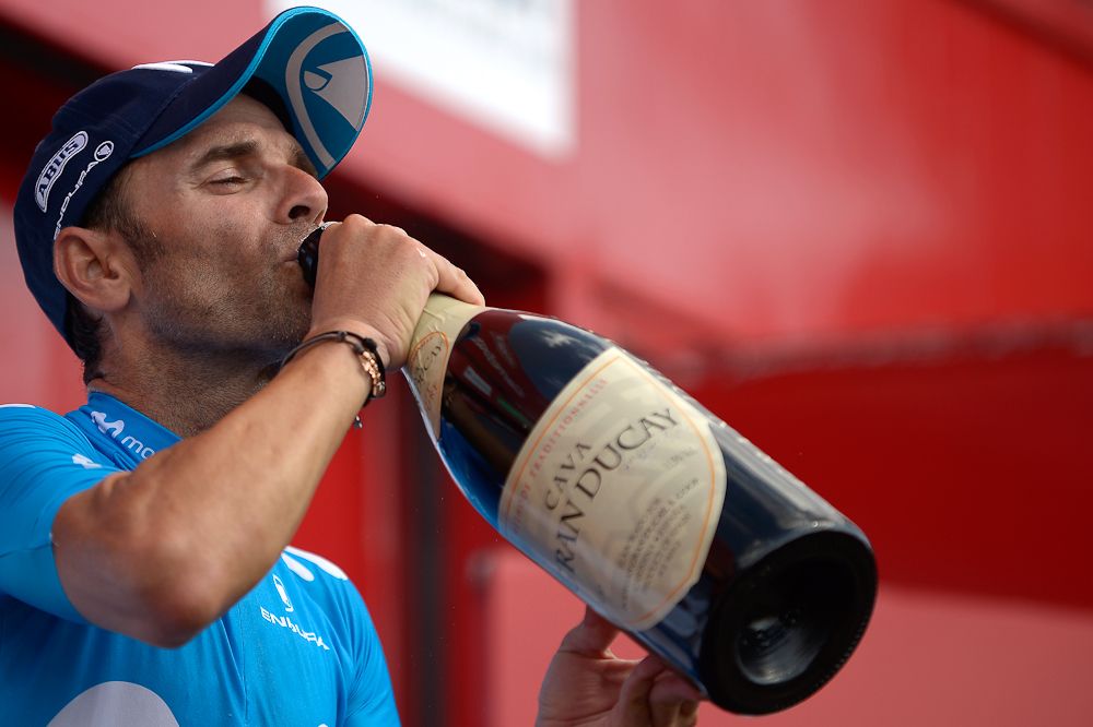 Alejandro Valverde celebrates his second stage win at the 2018 Vuelta a Espana