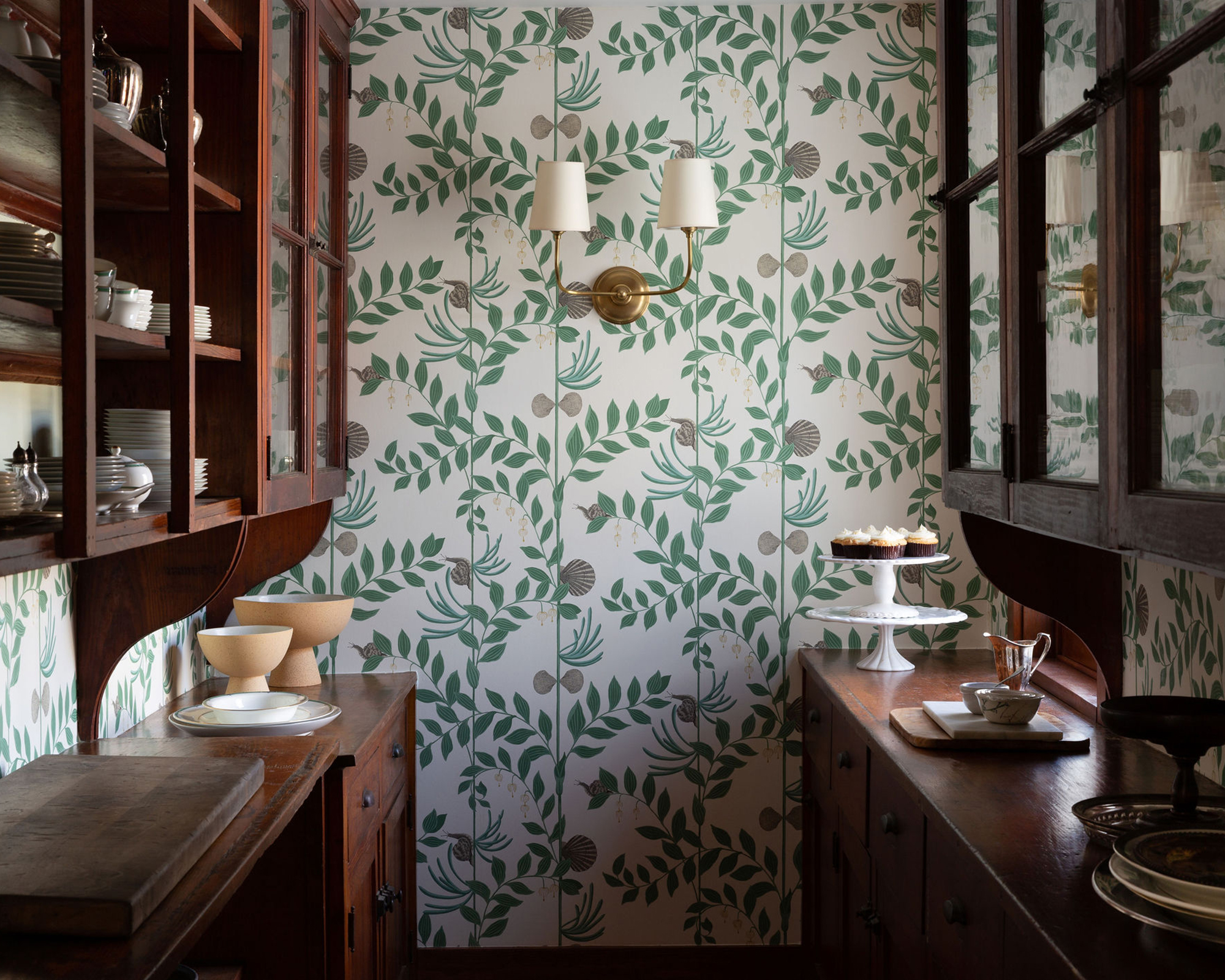 pantry with wallpaper 