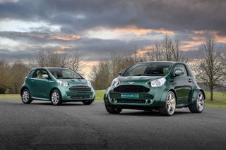 The Aston Martin Super Cygnet alongside the regular car (left)