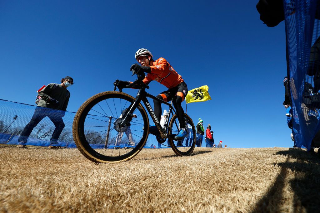 FAYETTEVILLE GEORGIA JANUARY 29 Mees Hendrikx of Netherlands trains prior to the 73rd UCI CycloCross World Championships Fayetteville 2022 Mens U23 Fayetteville2022 on January 29 2022 in Fayetteville Georgia Photo by Chris GraythenGetty Images