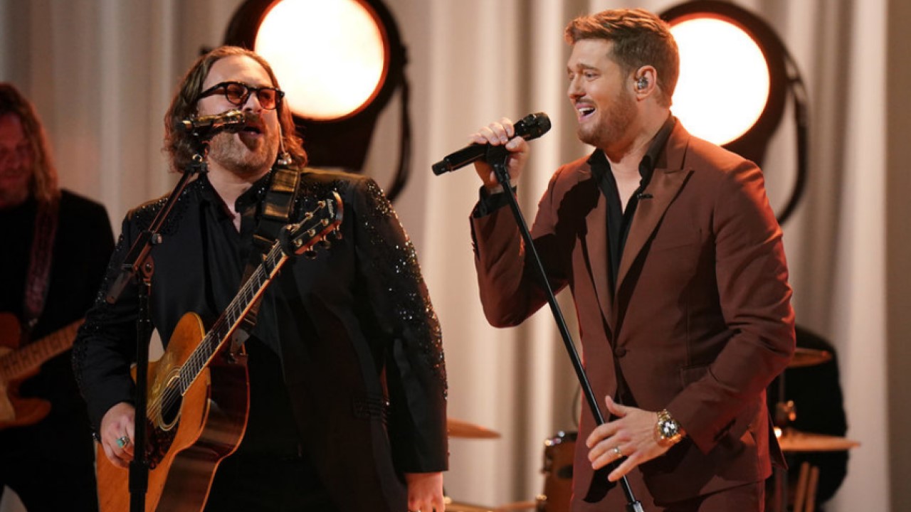 Adam David and Michael Buble on The Voice Season 27 finale.