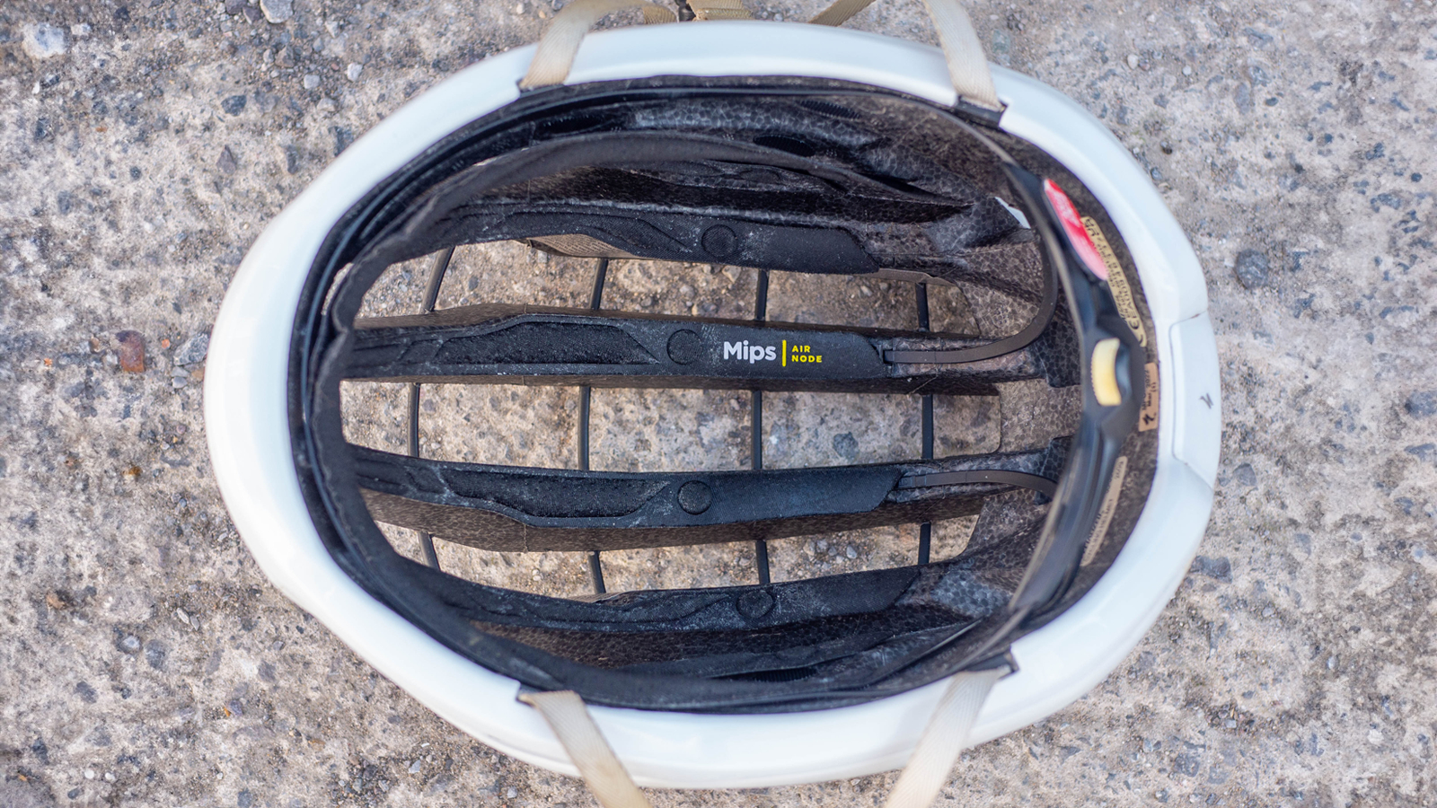 A close up detail of one of the best road bike helmets