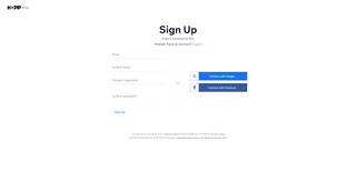 Hopp by Wix sign-up page