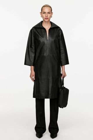 Arket Open-Collar Leather Dress