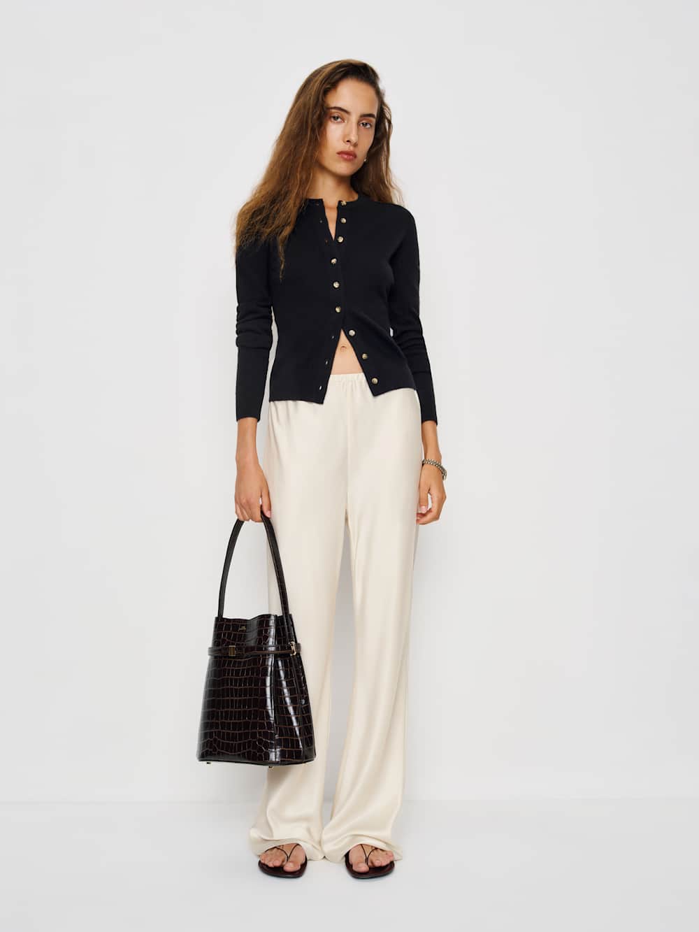 Gale Satin Mid Rise Bias Pant