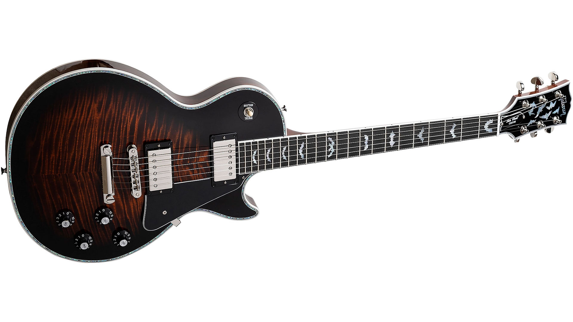 Gibson Custom Les Paul Custom Bats in Flight in Dark Orange Burst