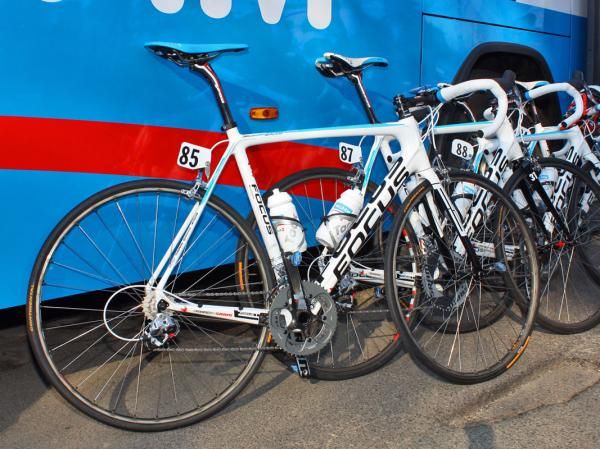 Milram riders used their usual Focus Izalco machines instead of the Mares 'cross bikes they had prepared in case of bad weather.