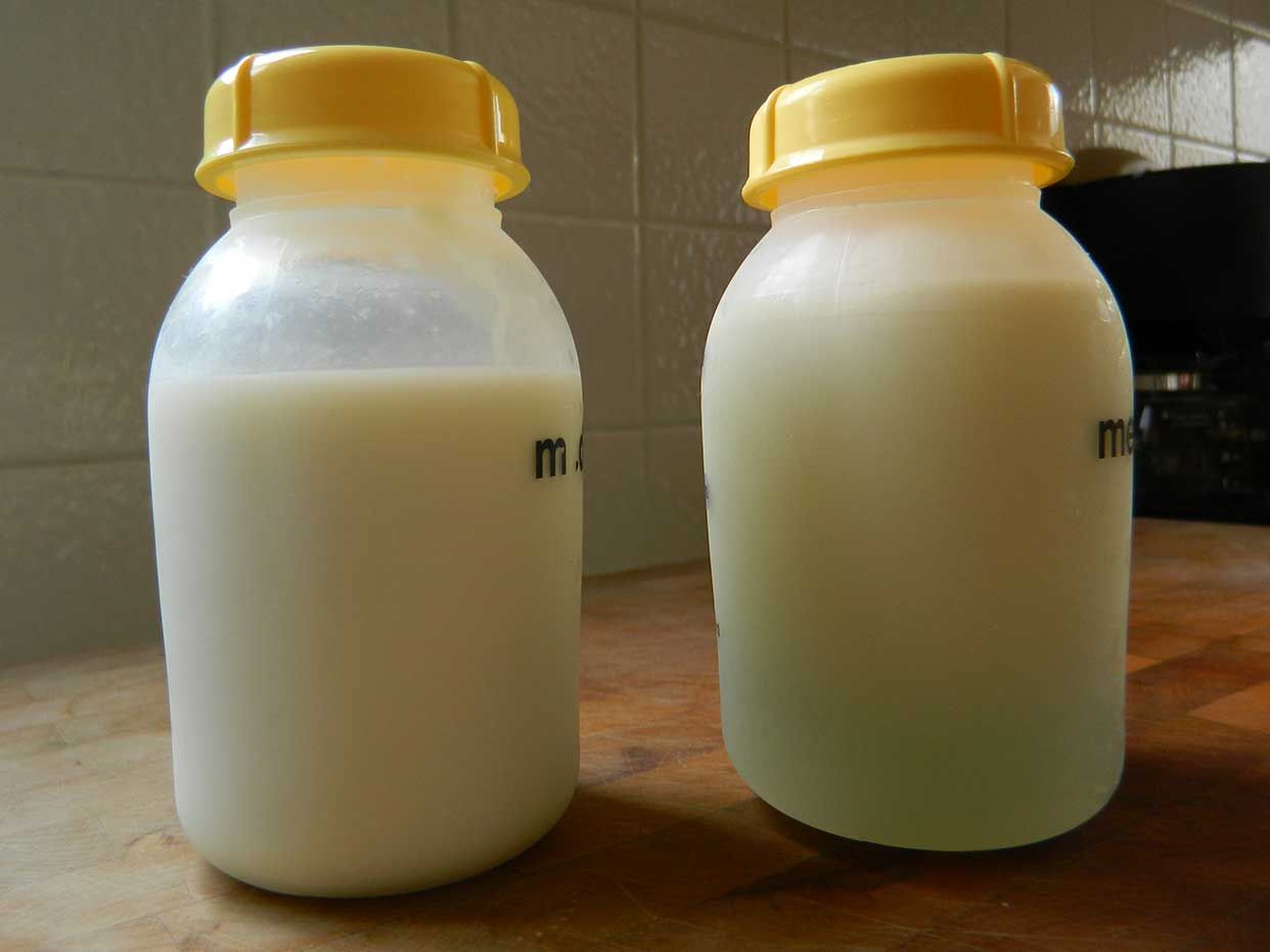 Bottles of breast milk