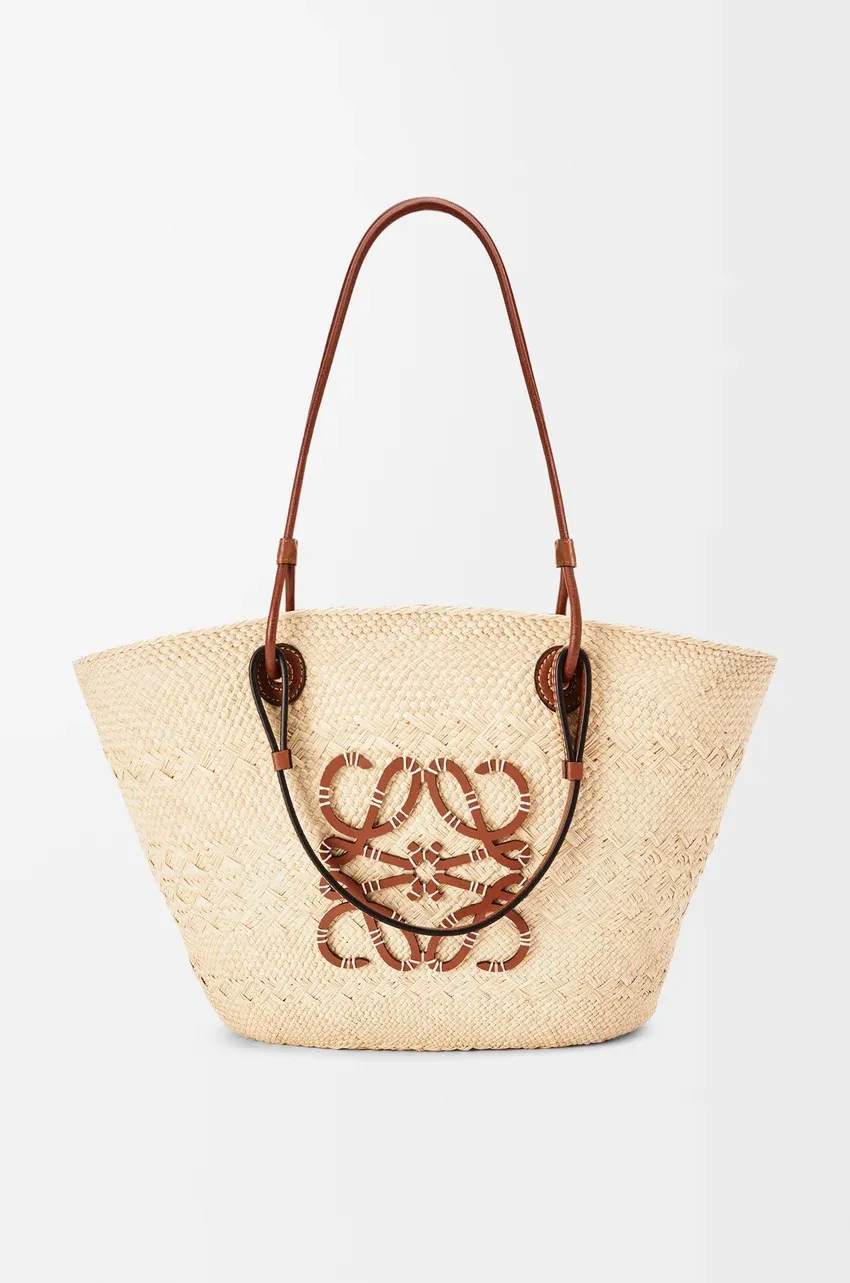 Loewe, Medium Anagram Basket Bag in Iraca Palm and Calfskin
