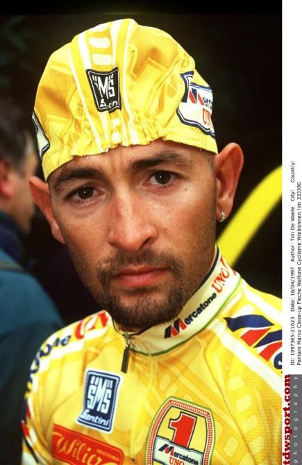 Marco Pantani at the 1997 Fleche Wallonne where he would finish in 5th place on the day to Laurent Jalabert.