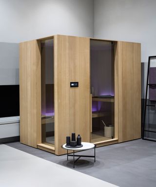 Home sauna with vertical box