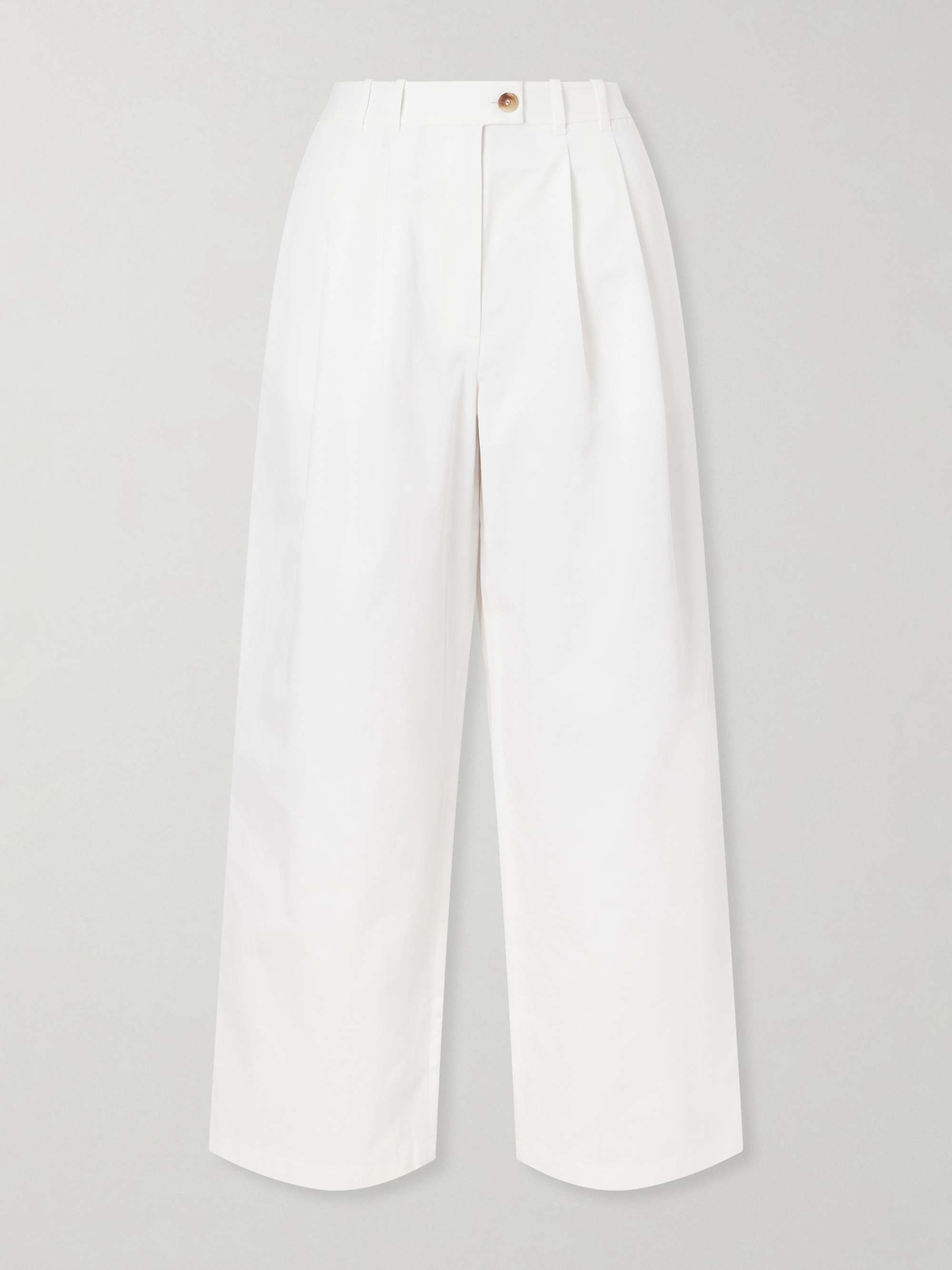 Lisa Pleated Cotton-Twill Wide-Leg Pants