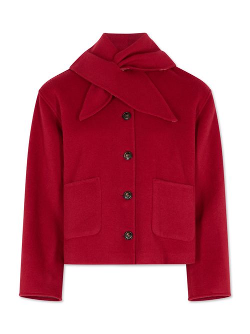Tie Neck Wool-Blend Jacket
