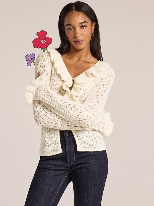 Old Navy X Anna Sui Ruffle Cardigan Sweater