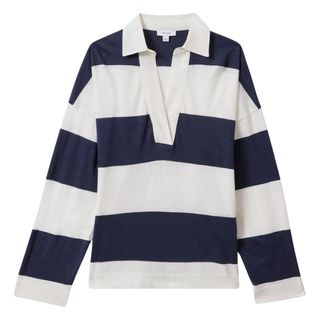 Reiss Abigail striped cotton ruby top