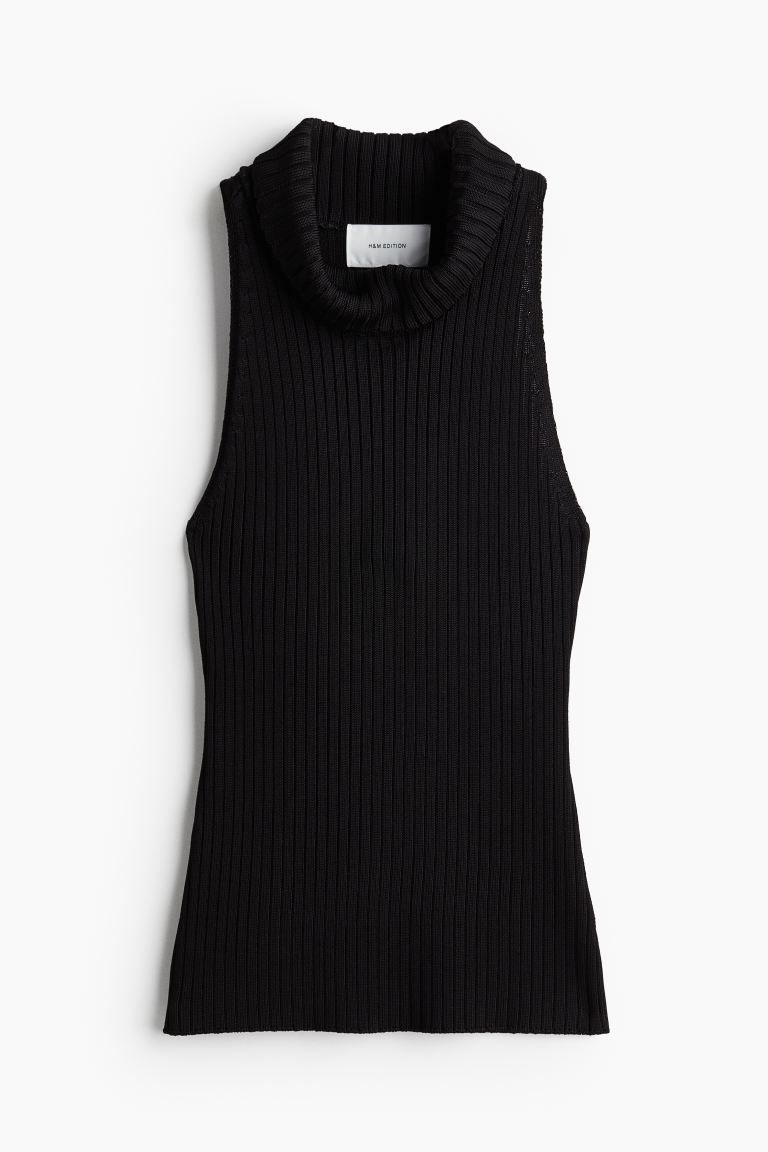 Rib-Knit Turtleneck Top